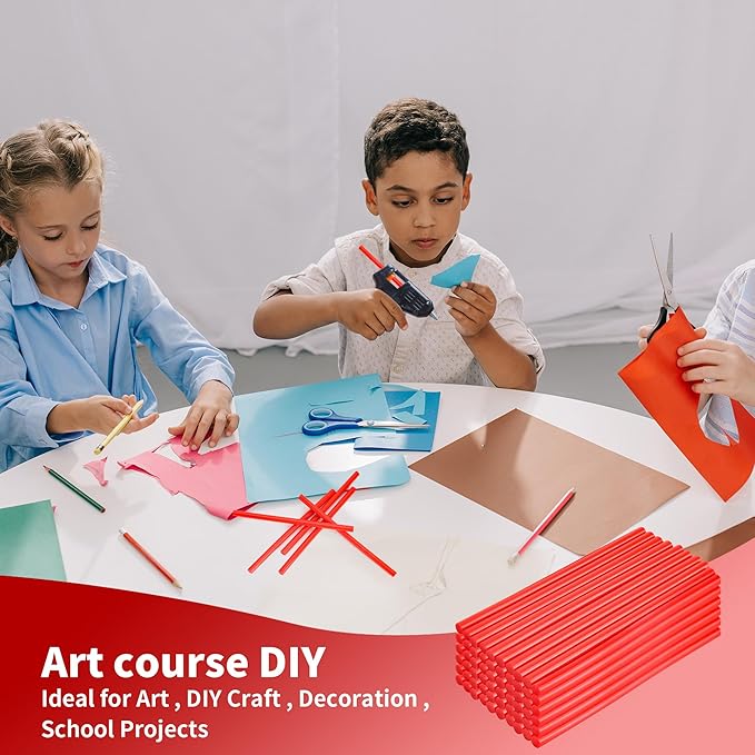 MATUFF Red Hot Glue Sticks Mini 0.27" x 5.9 inches, Colored Hot Melt Mini Glue Sticks for All Temperature Mini Glue Guns, for DIY Craft Arts and Wedding Cards, Stamp Sealing, Bulk Red hot Glue 60 Pack