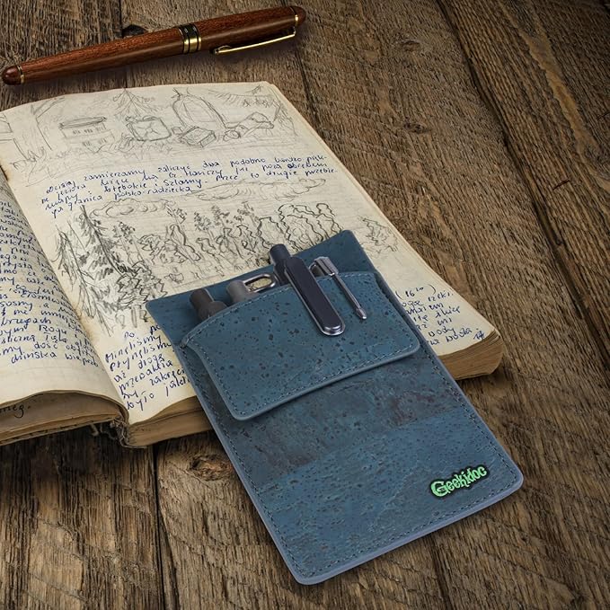 Premium Portuguese Cork Pocket Protector for Men | Multi-Use Pocket Protectors for Shirts and Lab Coats | For Pen, Pencils, Pointers, and More | 1 Pack Blue Pocket Organizer Protector