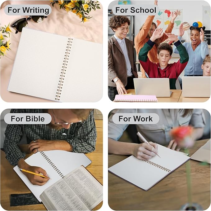 Yoment Graph Paper Notebook Spiral Notebook 8.5 x 11 A4 Large Grid Paper Notebooks, 100 GSM Thick Graph Paper, Plastic Cover Graphing Notebook for Work School Engineering, A4 Black