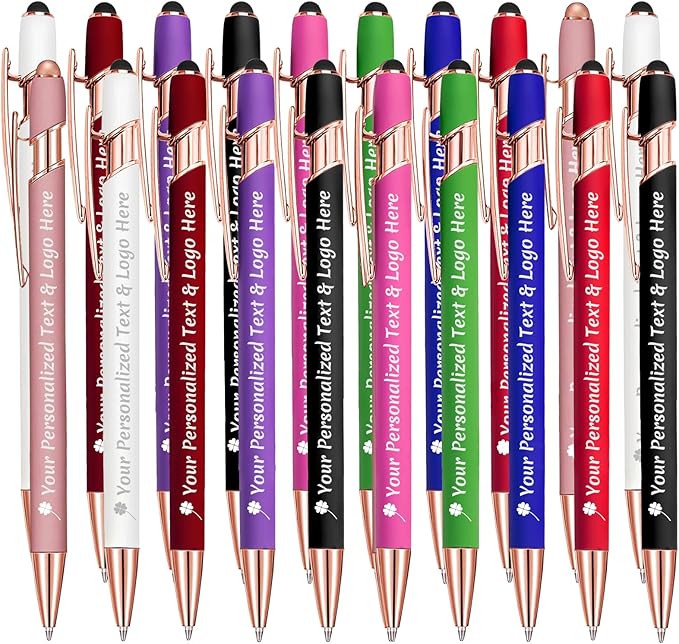 STREADVE Personalized Custom Pens 20 Engraved Writing Pen with Name Logo, Customized Promotional Items Stylus Pen Gifts for Men Women Realtor Business Reunion Wedding