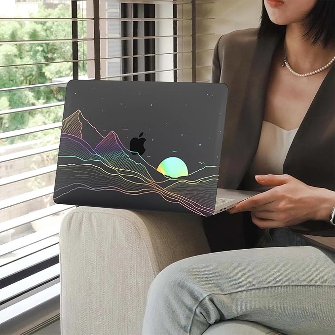 KEROM Clear Black Case for MacBook Pro 16 inch 2025-2021 M4 M3 M2 M1 Pro/Max Chip A3403 A3186 A2991 A2780 A2485, Protective Aesthetic Plastic Hard Shell Case & Keyboard Cover, Sunrise