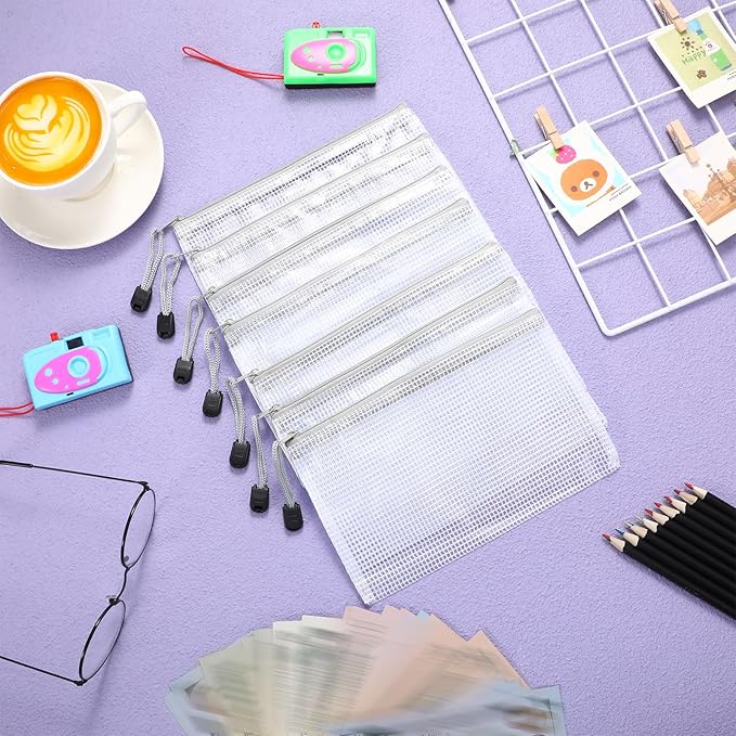 Jetec 32 Pcs Mesh Zipper Bags Toy Storage Bikini Organizer Bag Bolsas Para Guardar Trajes De Baño Waterproof Zipper Reusable Pouch Puzzle Multipurpose for Storage Office(Grey,7.5 x 5 Inch)