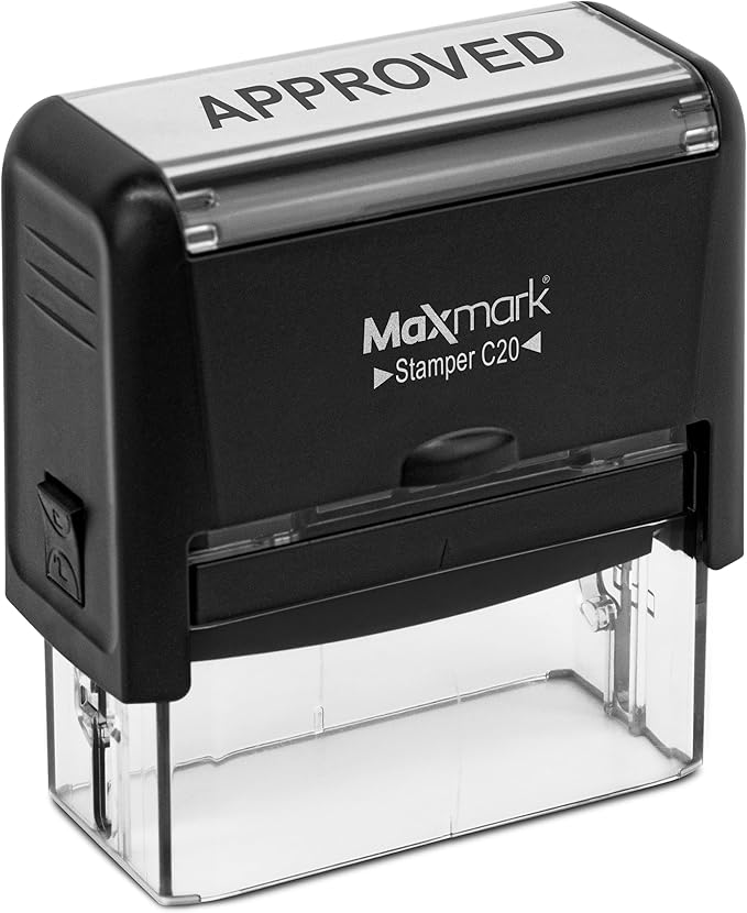 Custom Self Inking Rubber Stamp - Up to 3 Lines of Text - Choose from 15 Ink Colors - Small Size