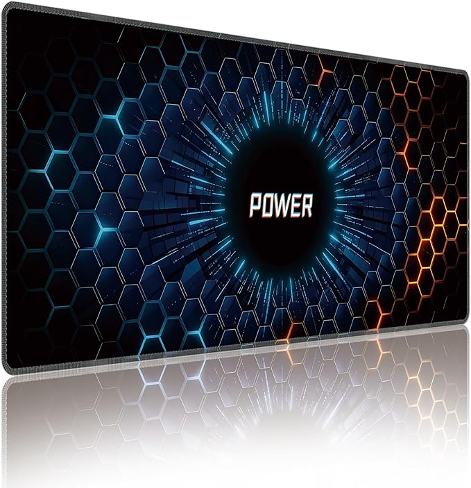 Hexagon Honeycomb Large Mouse Pad, Gaming Desk Mat, XXL Extended Keyboard Desk Pad, 35.4"x15.7" Non-Slip Rubber Base Big Mousepad with Stitched Edges for Home and Office