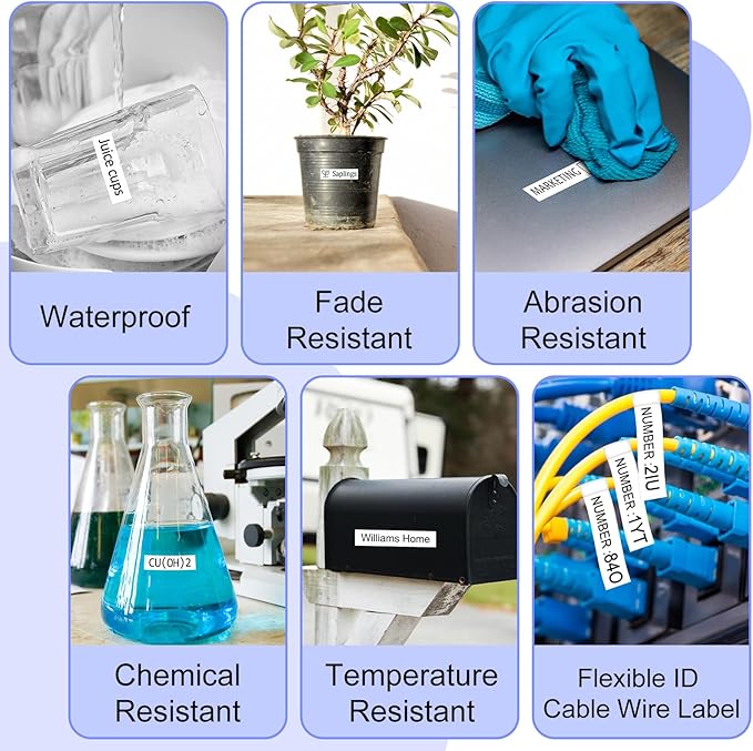 2 Pack 9mm 0.35 TZe-FX221 Laminated Tape Compatible for Ptouch TZ TZe Flexible ID Cable Wires Labels Black on White 3/8" for PT-PD200 D210 D400 D600 H100 H110 P300BT P700 P710BT