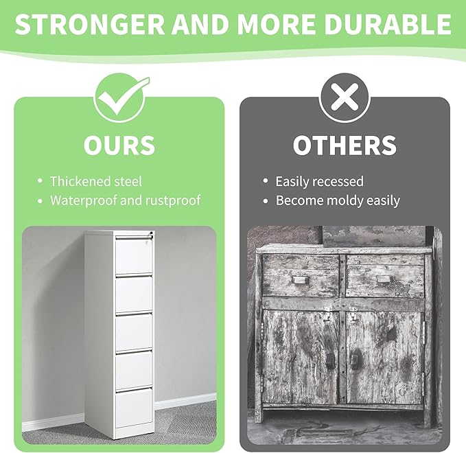 Metal File Cabinet with Drawer Heavy Duty Locking File Cabinets Home Office Steel Filing Cabinet Vertical File Cabinets for Legal/Letter Size File,Assembly Required