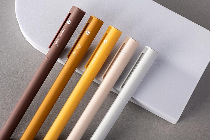 DIVERSEBEE Gel Ink Pens Assorted Colors, 0.5 mm Fine Point, Bible Pens No Bleed Through with Cute Fine Tip, Bible Study Journaling Supplies Set, 5 Pack (Brown)