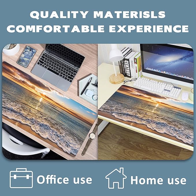 Large Mouse Pad Ocean Beach at Sunrise Extended Gaming Mouse Pad Desk Mat Stitched Edges Mousepad Non-Slip Rubber Base Keyboard Pad for Laptop Computer PC 35.4 x 15.7 inches