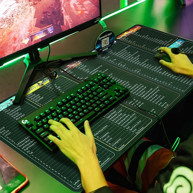 Thick Large Gaming Mouse Pad, XXL Gaming Mousepad Gamer Gifts for men, PC Game Keyboard Controls Quick Keys Shortcuts Commands Desk Mat,Gaming Room Desk Accessories for Boys,35.4*15.7 Inch