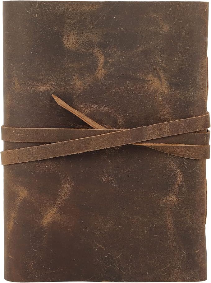 Handmade Leather Journal | Writing Notebook Diary | Bound Daily Notepad For Men & Women Unlined Paper Medium, writing pad for artist, sketch