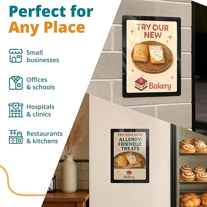 8.5 x 11 Adhesive Wall Frames - Peel & Stick Picture Frames, Wall Sign Holder, Paper & Letter Protector Sheets, Reusable Picture Frame, Dry Erase, Non Magnetic & Non Acryclic - Blue, Pack of 25