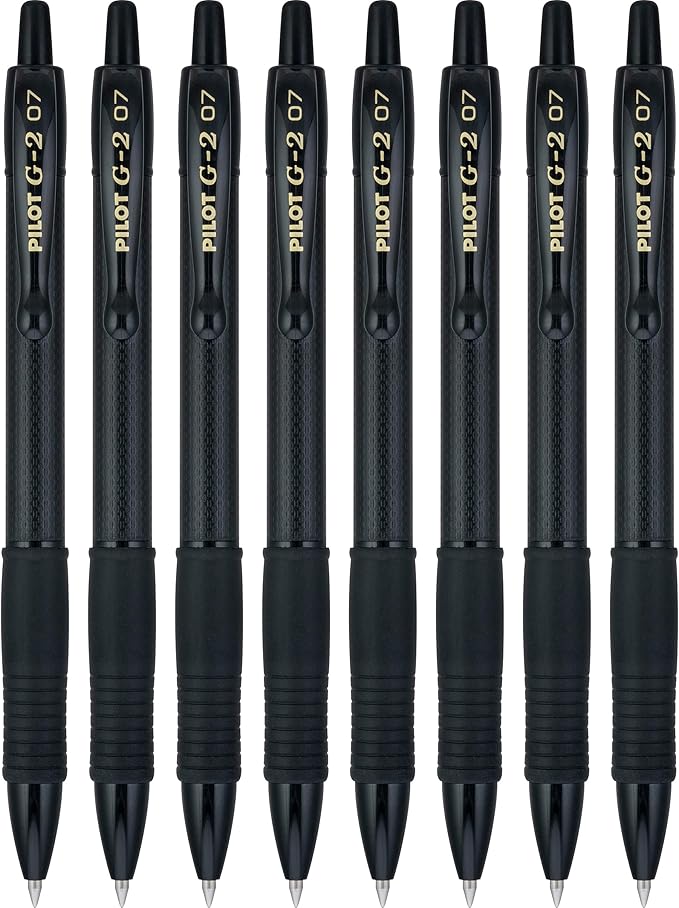Pilot, G2 Edge Premium Gel Roller Pens, Fine Point 0.7 mm, Black, Pack of 8