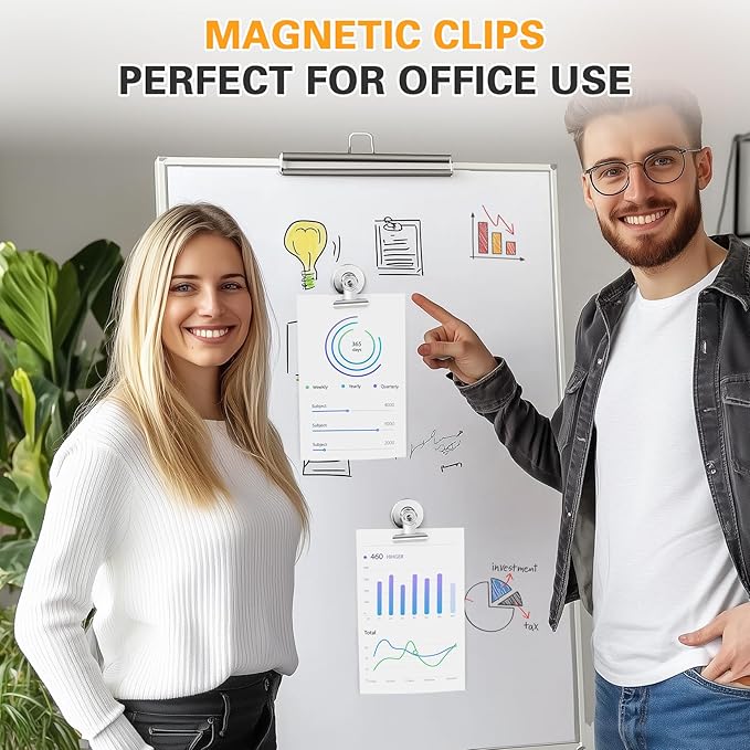 Grtard 24 Pack Magnetic Clips Heavy Duty, Magnet Clips for Fridge, Refrigerator Magnets with Clips, No-Scratch Strong Magnetic Clips for Refrigerator, Whiteboard, Cruise Cabins, Locker