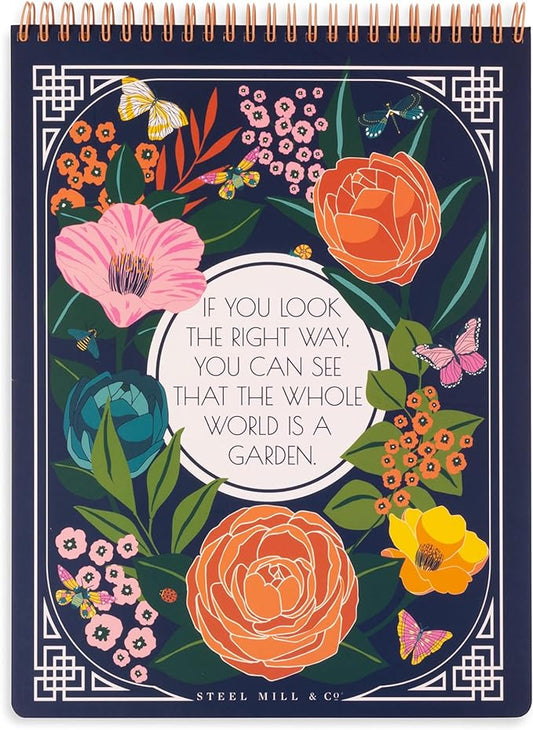 Steel Mill & Co Large Top Spiral Notebook College Ruled, 11" x 8.5" with Durable Hardcover and 160 Lined Pages (The Secret Garden)