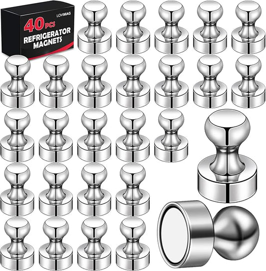 LOVIMAG Magnets for Whiteboard, 40pcs Strong Refrigerator Magnets, Neodymium Fridge Magnet,Small Push Pin Magnets for Whiteboard, Fridge, Office, Classroom and Map Magnets