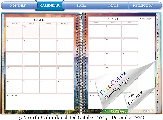 Tools4Wisdom 2026 Planner 2026 Calendar - 15 Months Starting Oct '25-8.5x11 Inch Hardcover - Daily Weekly Monthly - O5D6 - Purple Orchid