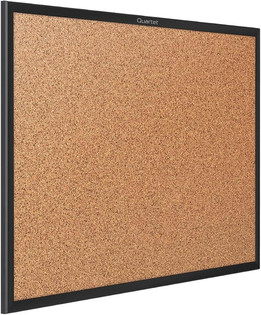 Quartet Cork Board, Bulletin Board, 3' x 2' Corkboard, Black Frame (2303B)