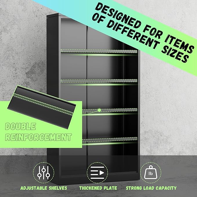 INTERGREAT Garage Storage Cabinets with Doors and Shelves,72" H Steel Locking Cabinets Storage with Lockable Door,Metal Storage Cabinet for Home Office,Warehouse,School,Black Blue