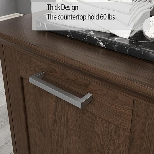 OLD CAPTAIN Wooden Tilt Out Trash Cabinet, Wooden Kitchen Garbage Can Free Standing Holder, Brown Finish