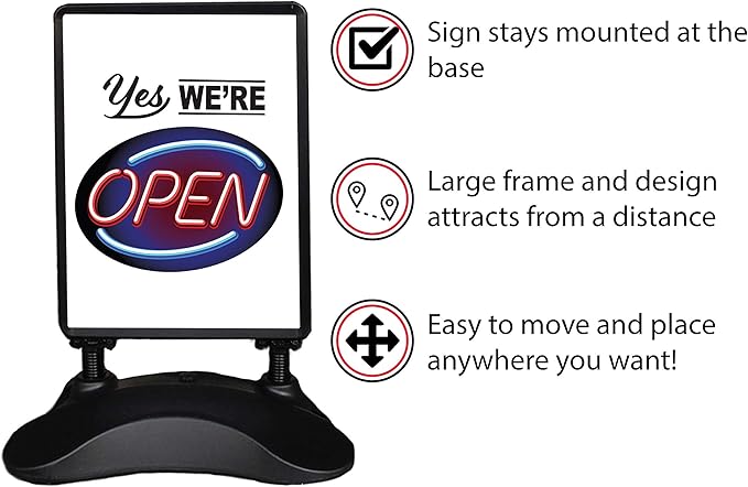 Outdoor Message Board Sidewalk Sign Open Drive Thru Take Out Sign Double Sided Restaurant Business Swinging Sign (WE are Open)