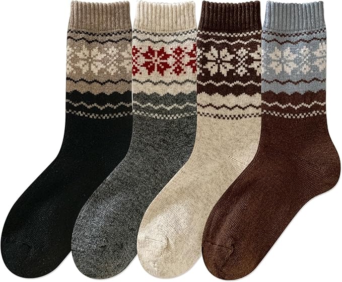 IIG Cute Warm Wool Socks for Women Super Cozy Thick Crew Winter Socks Gifts, 5 Pairs
