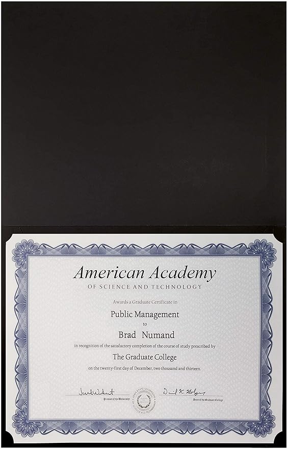 Better Office Products 25 Pack Black Certificate Holders, Diploma Holders, Document Covers with Gold Foil Border, for Letter Size Paper, 25 Count, Black