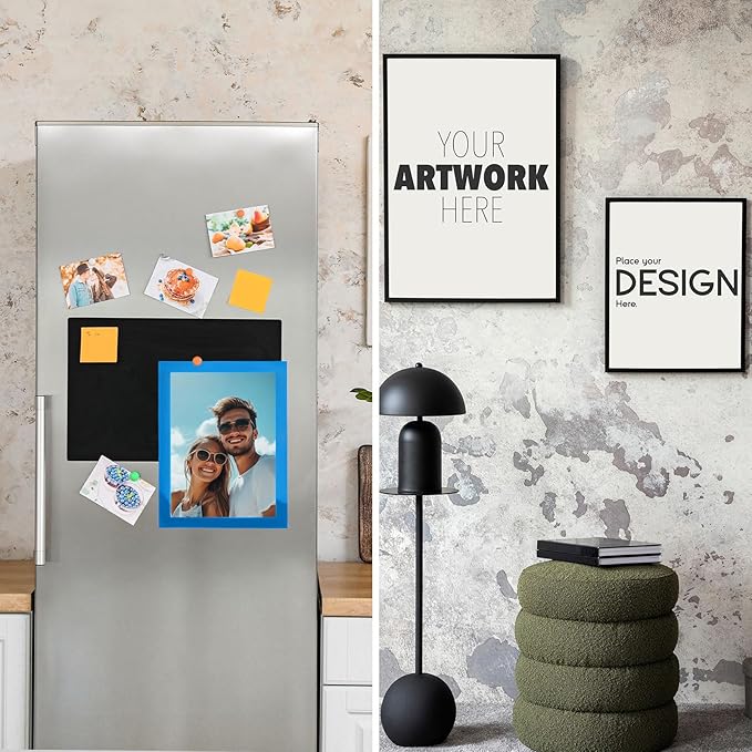 uxcell 5 Pcs Magnetic Sign Holder, 5" x 7" Self-Adhesive Magnetic Wall Signs Holder Magnetic Picture Frame Document Holder for Home Office Wall Window Displays, Sky Blue