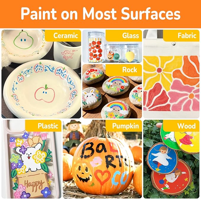 Acrylic Markers, 60 Dual-Tip Paint Pens for Rock Painting, Colouring Books, Mugs, Canvas Shoes, Metal, Scrapbooking - Quick Dry, Brush & Fine, Drawing Markers, Classrooms Must Have