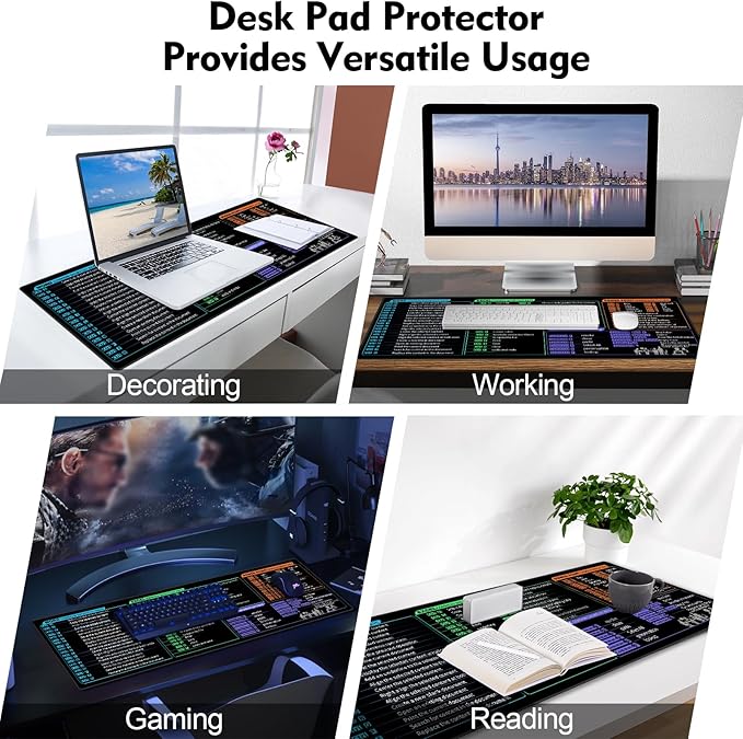 Galdas Gaming Mouse Pad XXL XL Large Long Extended Big Mousepad Non-Slip Rubber Keyboard Desk Pad with Stitched Edges for Laptop Home Office (31.5x11.8x0.08 Inch) … (Shortcut Keys Mac)