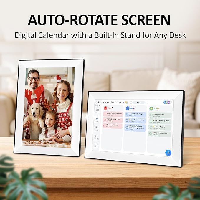 10.1 Inch Digital Calendar Chore Chart, Digital Picture frame Smart Touchscreen Desk Electronic Calendar Family Planner for Seamless Scheduling/Organizing