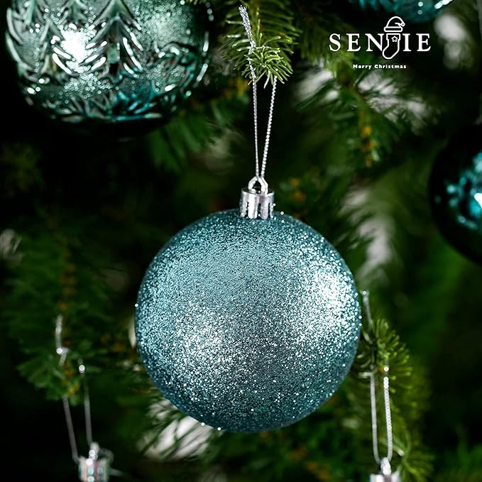 Senjie Green Shatterproof Christmas Ball Ornaments, 32 Pcs, Plastic, Wedding & Christmas, Hanging
