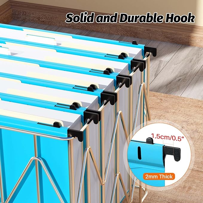 Extra Capacity Plastic Hanging File Folders,12 Pack Reinforced Hang Folders,Heavy Duty 2 Inch Expansion,Plastic Filing Cabinet Folders,Letter Size,Designed for Bulk Files, Medical Charts,Blue