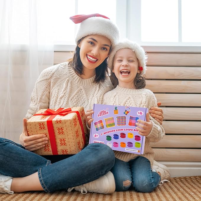 PREBOX 1000 PCS Weaving Loom Loops Refill, 10 Colors for 7 inch Potholder Loom, Craft Supplies for Kids and Beginners, Christmas & Birthday Gifts for Girls 6 7 8-10 10-12 Year Old