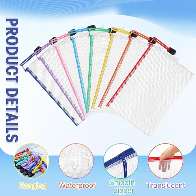 Jetec 32 Pcs Mesh Zipper Bags Toy Storage Bikini Organizer Bag Bolsas Para Guardar Trajes De Baño Waterproof Zipper Reusable Pouch Puzzle Multipurpose for Storage Office(Cute Color,7.5 x 5 Inch)