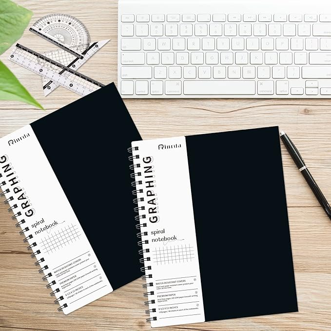 Graph Paper Notebook Spiral Notebook 8.5" x 11"-4 Pack Grid Paper Notebook Graph notebook Engineering notebook 120 Pages 100 GSM Thick Graphing Paper Notebook Hardcover Journal for School,