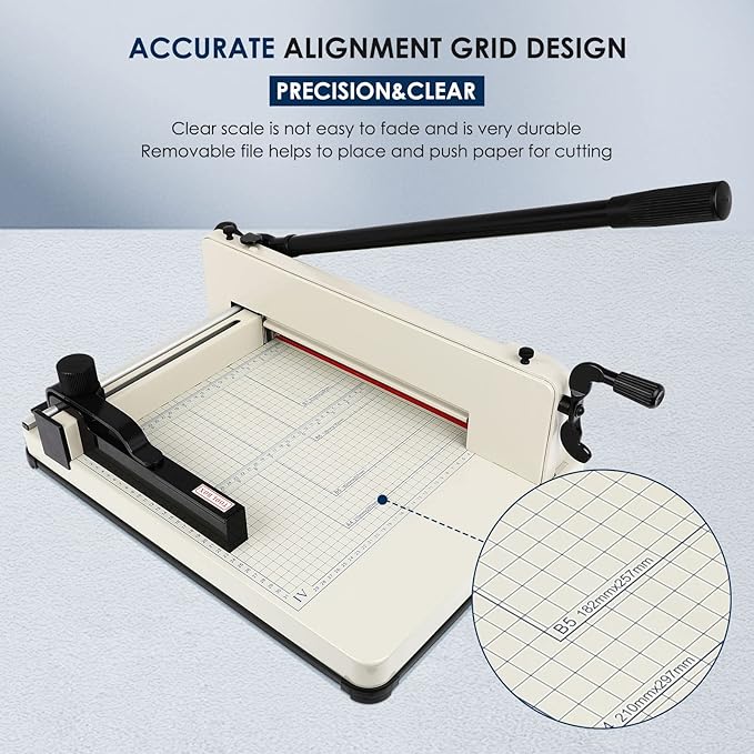 FAHKNS 17" Heavy Duty Guillotine Trimmer Paper Cutter,Cortadora de Papel 500 Sheets Paper Trimmer with Double Safety Protection Durable HSS Blade for Cutting Paper