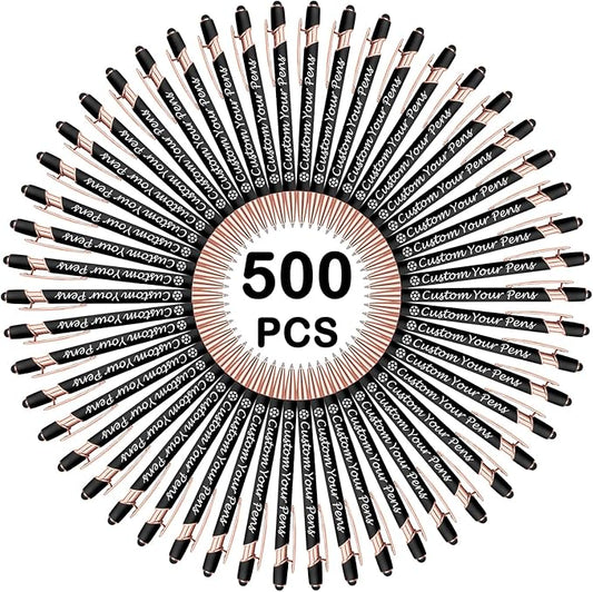 Amlion Personalized Custom Pens with Name Engraved Logo Text,500 Customized Writing Stylus Pen Promotional Item Gift for Men Women Office Business Wedding-Black