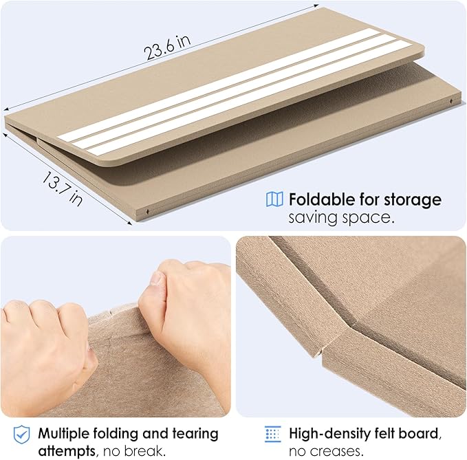 MaxGear Large Bulletin Board 36" x 24", Foldable Felt Board Vision Board Supplies, Cork Board for Office, Home, School, Small Pin Boards for Walls Decorative Display Board Beige Brown