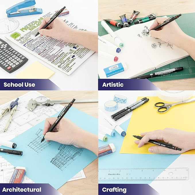 Pacific Arc Chromagraph Metal Mechanical Pencil .3 mm Black Barrel Mechanical Pencil with Built In Lead Pencil Grade Indicator, Lead Pencil Holder for Drafting, Sketching, and Drawing