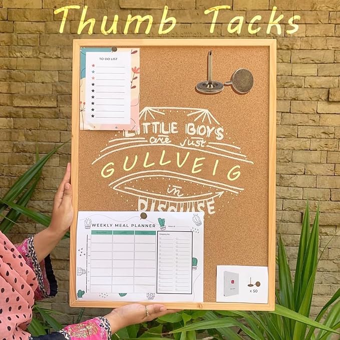 Gullveig Bronze Push Pins and Thumb Tacks: Heavy Duty Flat Upholstery, Long Carpet Tacks, and Decorative Nails for Wood and Fabric, 50 Count