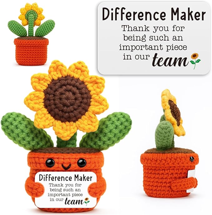 Cute Sunflower Keepsake, Employee Appreciation Gifts, Thank You Gift for Coworker Team Member, Inspirational Recognition Present for Women Men, Farewell Office Decor
