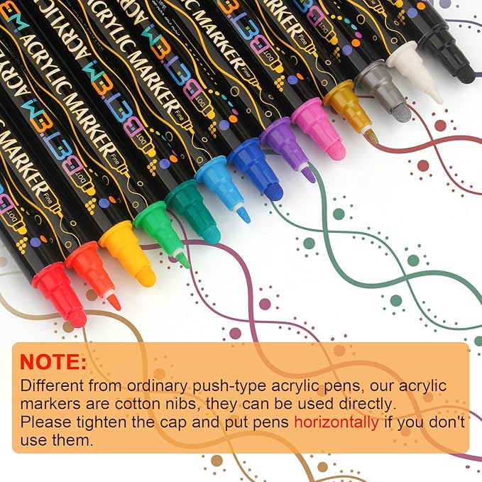 Betem 48 Colors Dual Tip Acrylic Paint Pens Markers, Premium Acrylic Paint Pens for Wood, Canvas, Stone, Rock Painting, Glass, Ceramic Surfaces, DIY Crafts Making Art Supplies