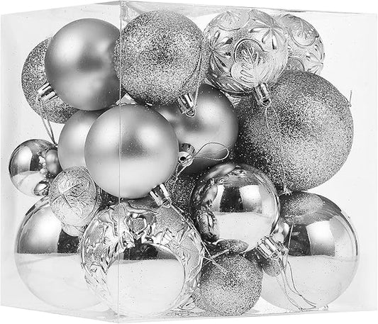 Christmas Ornaments for Xmas Trees,Silver Shatterproof Christmas Ball Ornaments