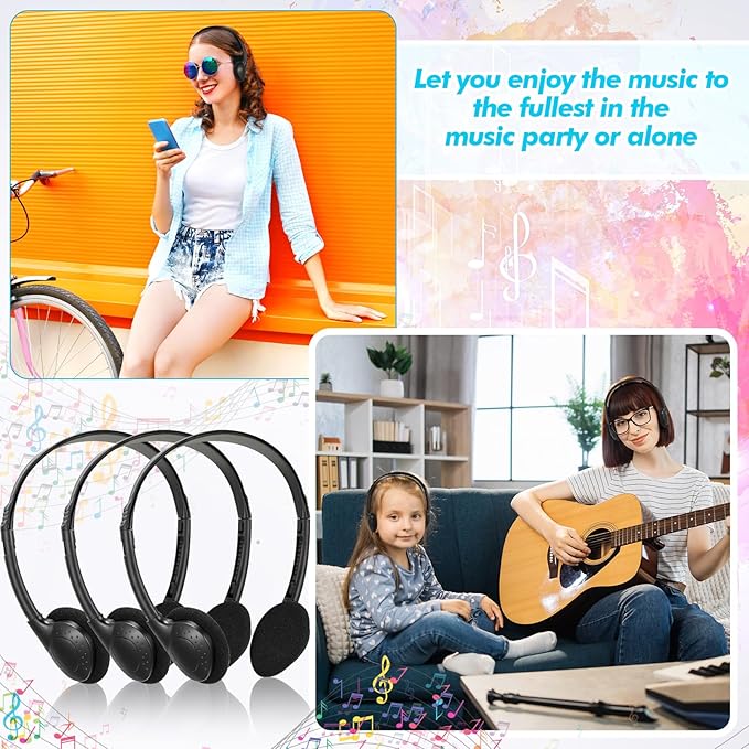 Xuhal 200 Pack Kids Headphones Bulk Classroom Headphones for Student with 3.5 mm Plug Wired On Ear for Church Christian Sunday School Library Children Teens Boys Girls Adults(Black)