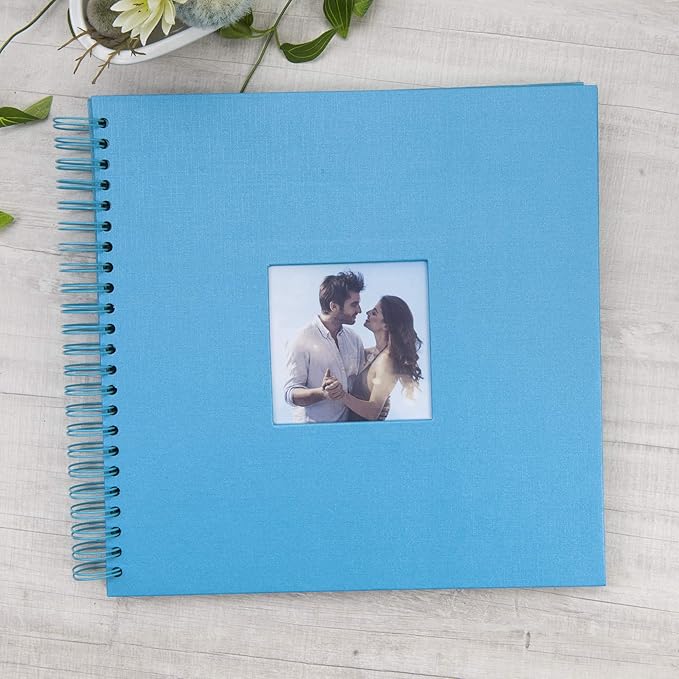 12 x 12 Inch Large DIY Scrapbook Photo Album with Window Design Cover 80 Pages Craft Paper Memory Book for Weeding Anniversary Travel and Baby (Blue)