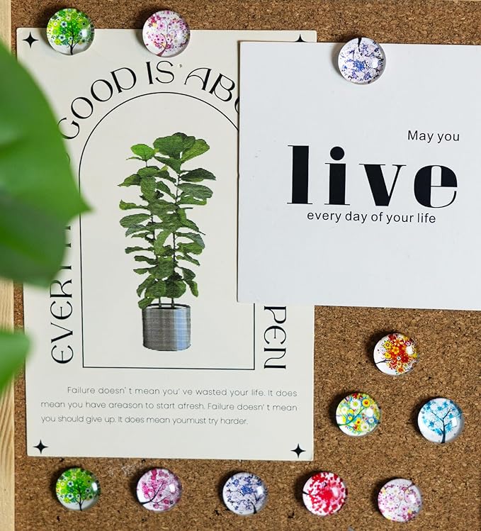 24Pcs Plants Push Pins Decorative Thumb Tacks Cute Office Decor for Cork Board Bulletin Board, Desk Accessories Aesthetic,Classroom,Home Decor(Tree)