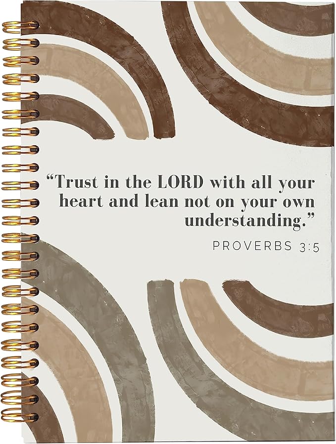 VNWEK Bible Scripture Proverbs 3:5 Trust in the Lord with All Your Heart Boho Brown Rainbow Spiral Notebook Journal 5.5 x 8.3 inches,Christian Lined Hardcover Spiral Notebook,Christian Gifts