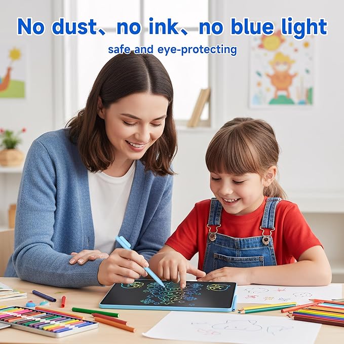 LCD Writing Tablet for Kids - 16 inch Colorful Doodle Board Drawing Pad Christmas Birthday Gifts School Supplies Educational Learning Toys for Boys Girls Age 3-8 (Blue)