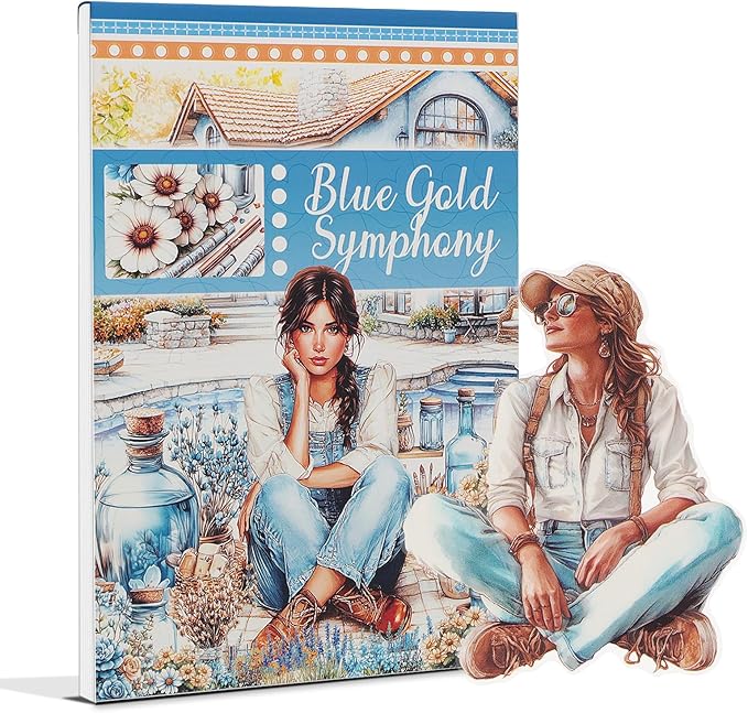 Snycler Blue Gold Symphony Theme Sticker Scrapbooking Supplies for Junk Journal, 20 Sheets PET Stickers - Vintage Journaling Stickers, Ephemera Sticker Book Pre Cut, Planner, Junk Journal Supplies