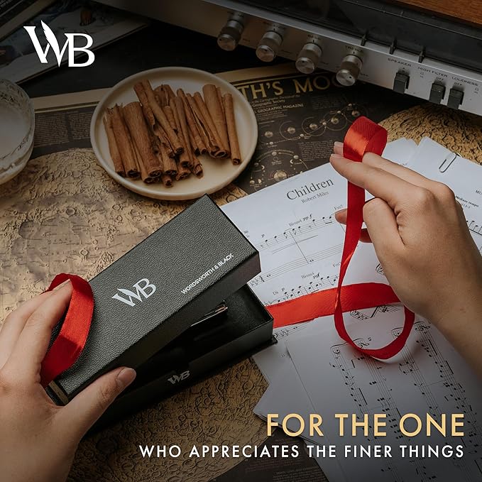 Wordsworth and Black Luxury Ballpoint Pen Set - Black Lacquer 24K Gold Finish, Refillable Fine Point, Elegant Gift for Men & Women, Includes Ink Refill, Nice Pens for Work